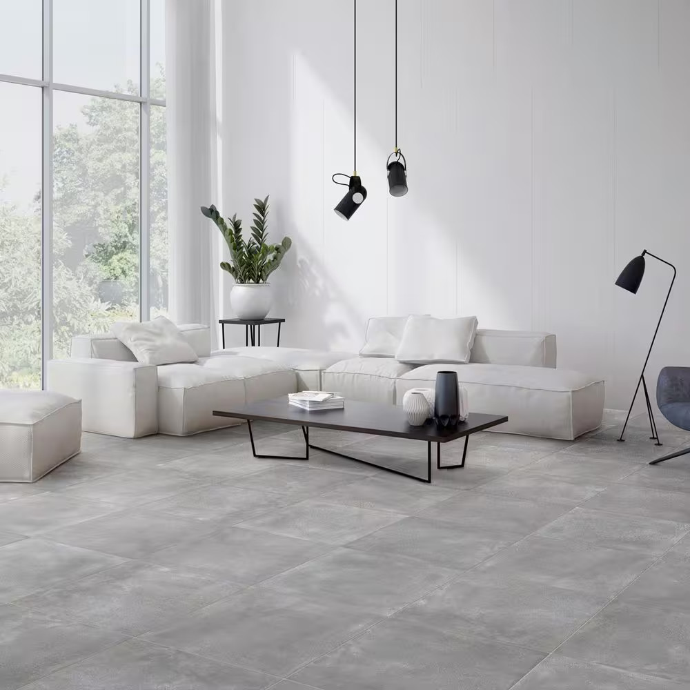 Italian Melange Nordic Gray 24 In. X 24 In. Matte Stone Look Porcelain Floor and