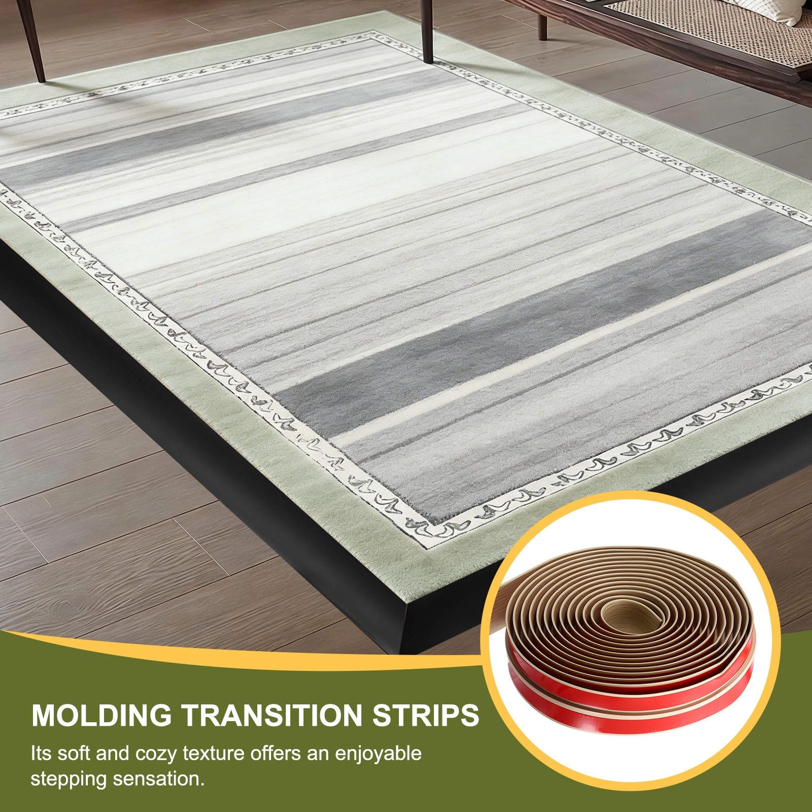 Floor Transition Strip, 20FTx1.97″x0.31″ T-Shaped Strips, Light Beige