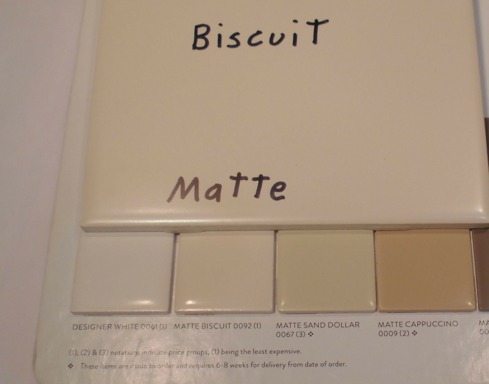 1 pc. 6″ X 6″ Ceramic Tile *Matte Biscuit* by American Olean “New Stock”