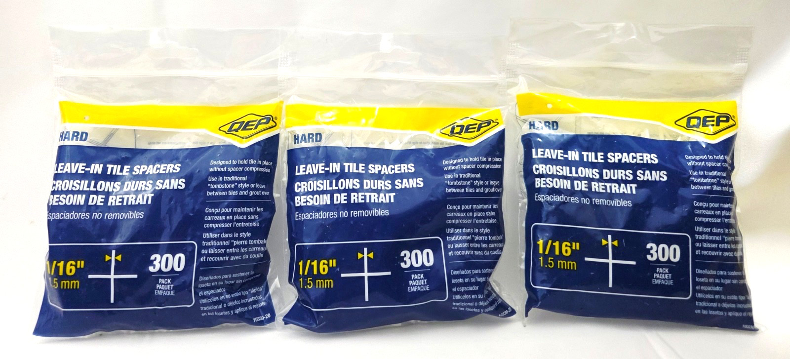 Lot of 3 Bags QEP 10330-20 Pack of 300 1/16″ Hard Leave-In Tile Spacers