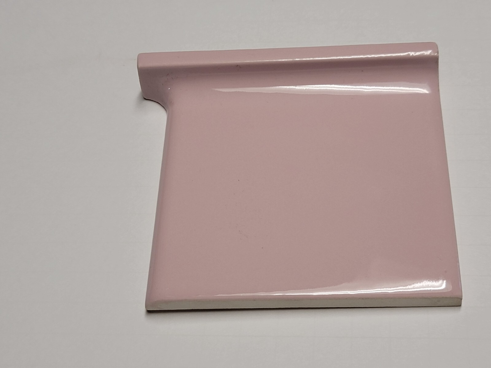 Vtg. TILECREST Ceramic Tile Corner Base Bullnose Lt. Pink Gloss NEW NOS