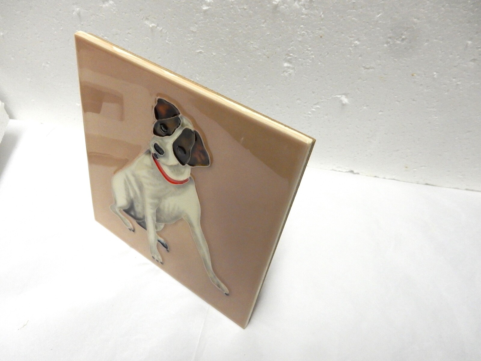 Jack Russel Terrier Glazed Ceramic Tile – Sitting Dog – Art by Tile-Craft-New!-