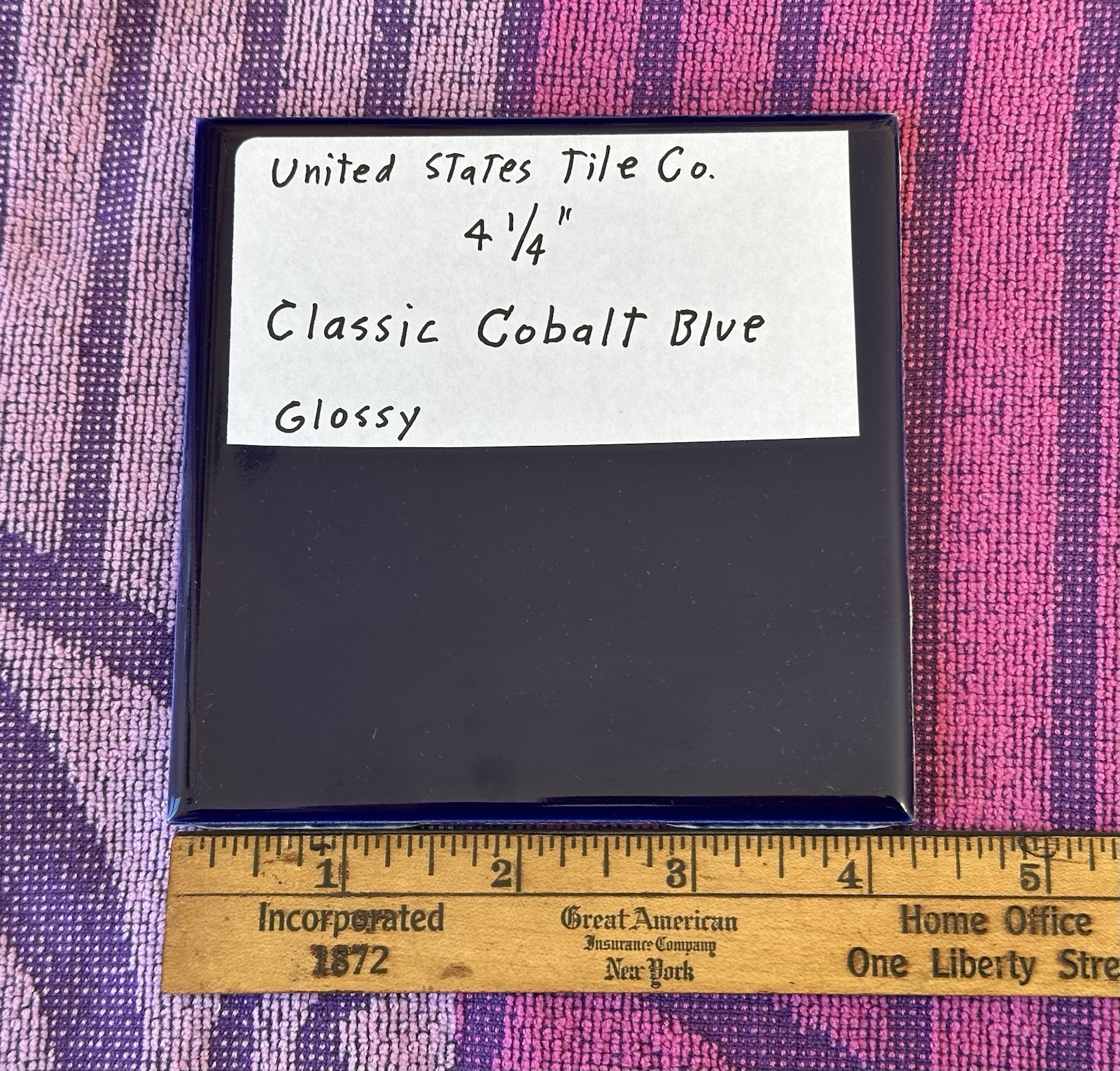 1 pc. Cobalt Blue: 4-1/4″ High-Gloss Ceramic Tile by United States Tile Co. NEW