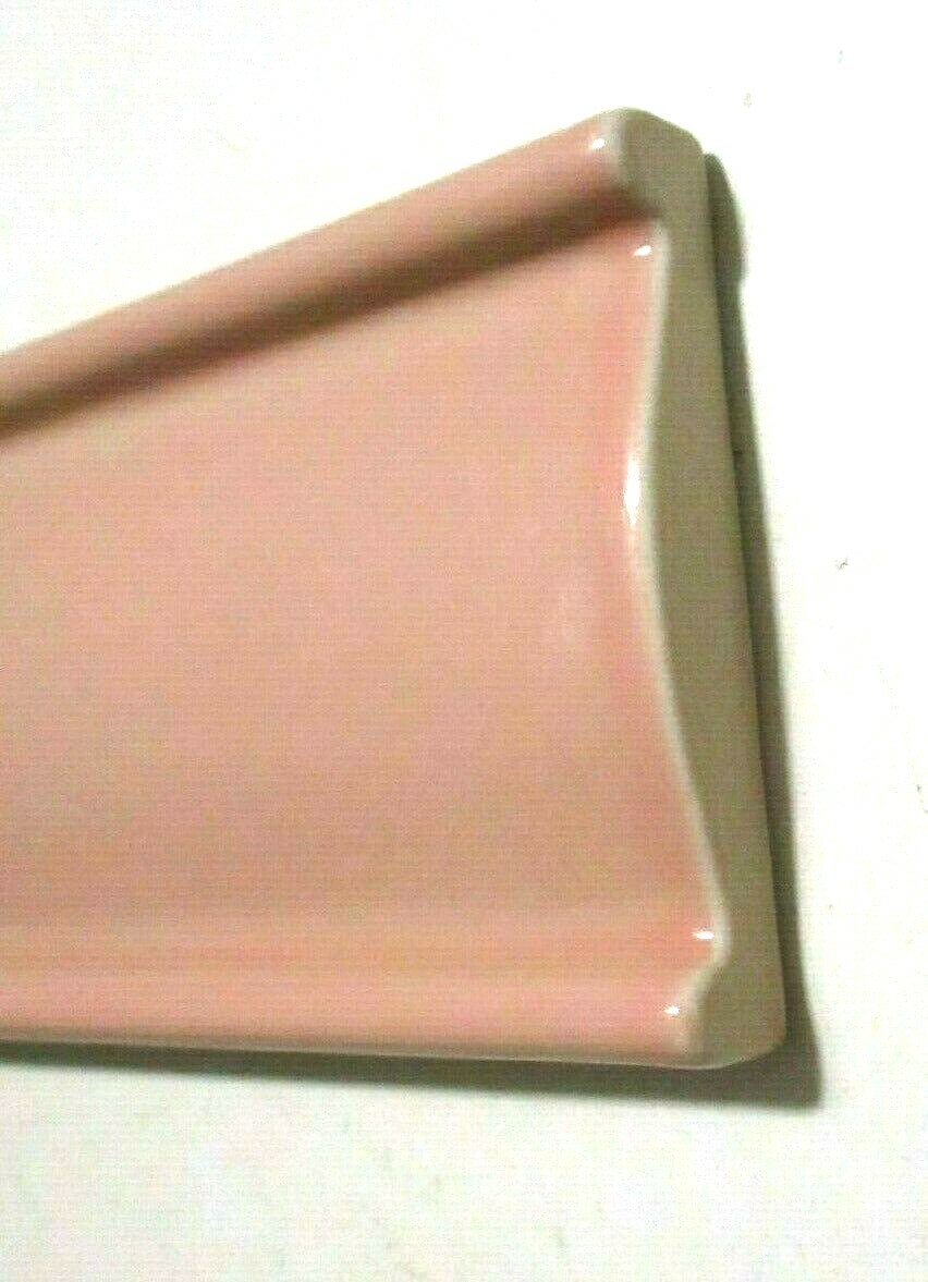 1 Tile Japan Ceramic Porcelain 6-1/2″ Chair Rail Gloss Heather Pink Wall Cap MCM