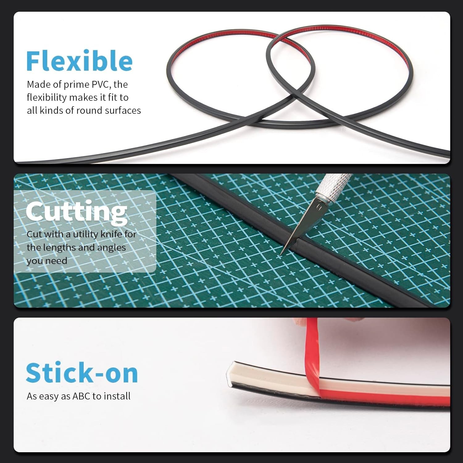 20ft Outside Vinyl Corner Trim Peel and Stick for Tile and Wall Edges, Furnit…