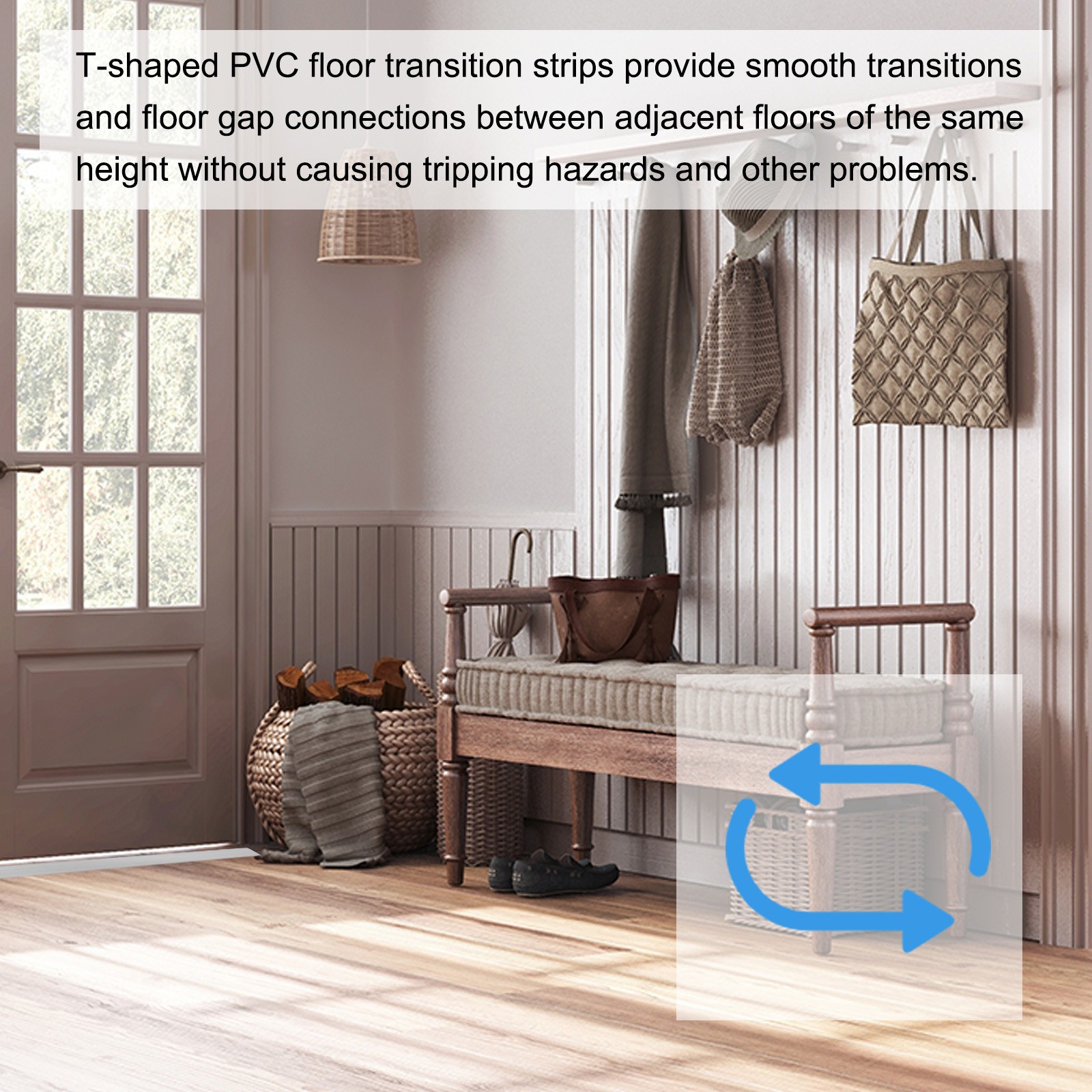 T-Molding Transition Strip, 3.28 Ftx1.57″ Flooring Edging Trim, Black