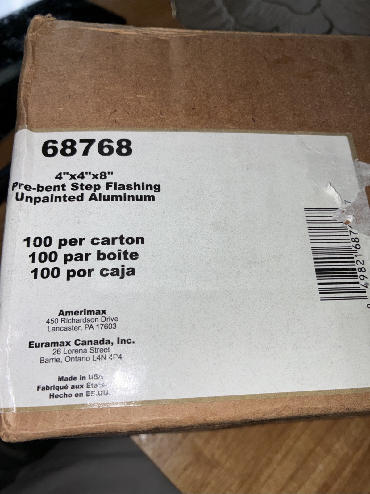 Home Products 4 in. x 4 in. x 8 in. Aluminum Pre-Bent Shingle Flashing (100-Pack
