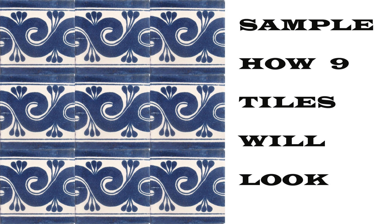 9 MEXICAN TILES WALL OR FLOOR USE TALAVERA MEXICO CERAMIC HANDMADE POTTERY C#067