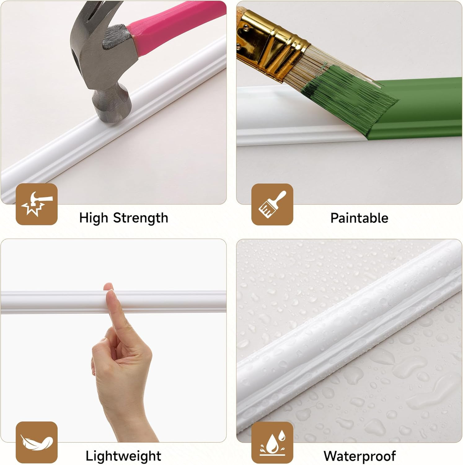 Peel and Stick Wall Molding Kit, 3 Sets 3D Pre-Cut Accent Molding Trim Wainscot