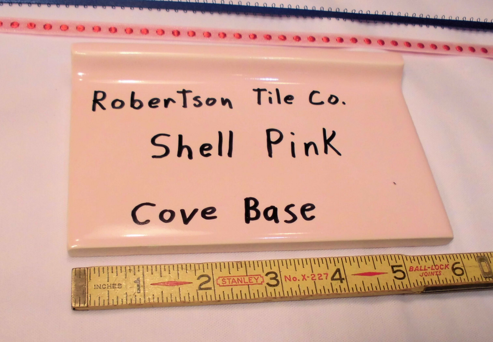 1 pc. Glossy Pink 4” X 6” Ceramic Cove Base Tile by Robertson Co. Stack-on-Top
