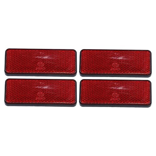 4 Pcs 87.5x34mm Plastic Universal Rectangular Reflective Warning Reflector Red