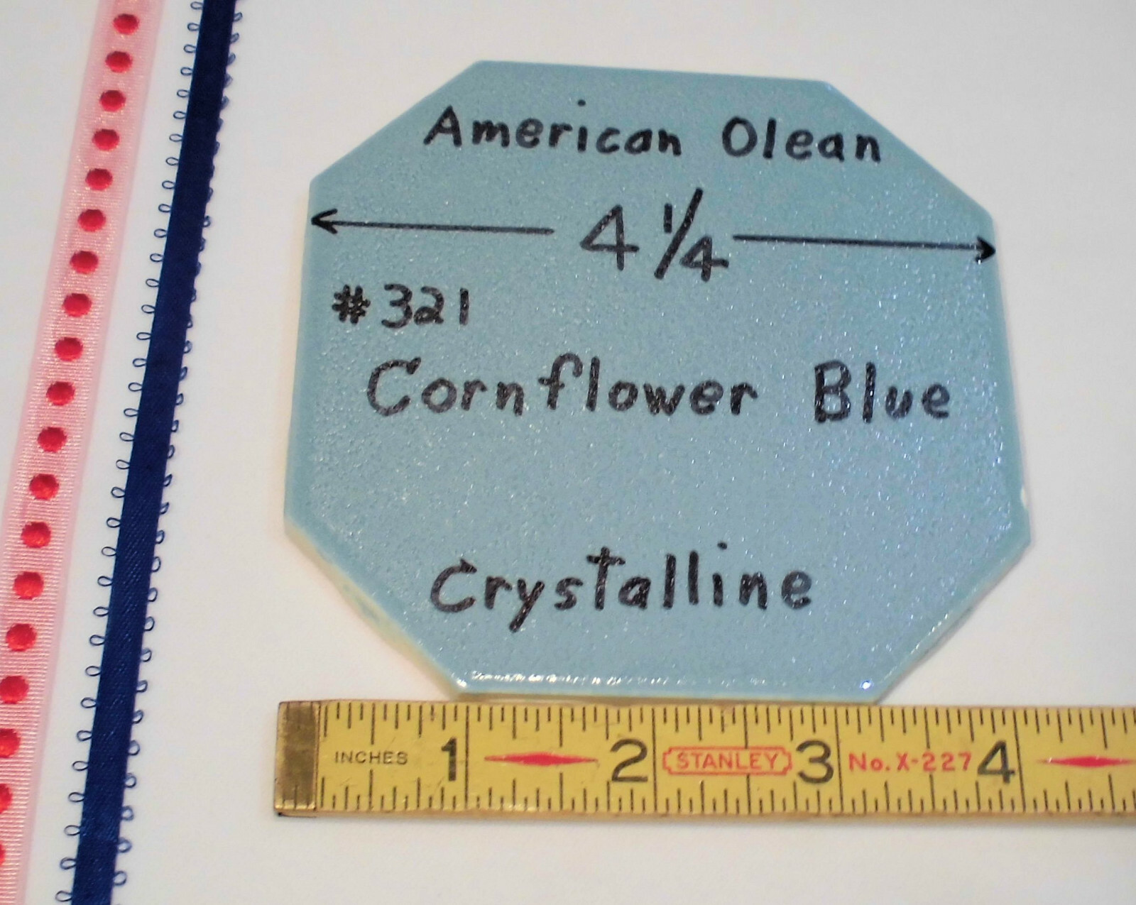 1 pc. Octagon Ceramic Tile 4-1/4″ *Cornflower Blue* Crystalline American Olean