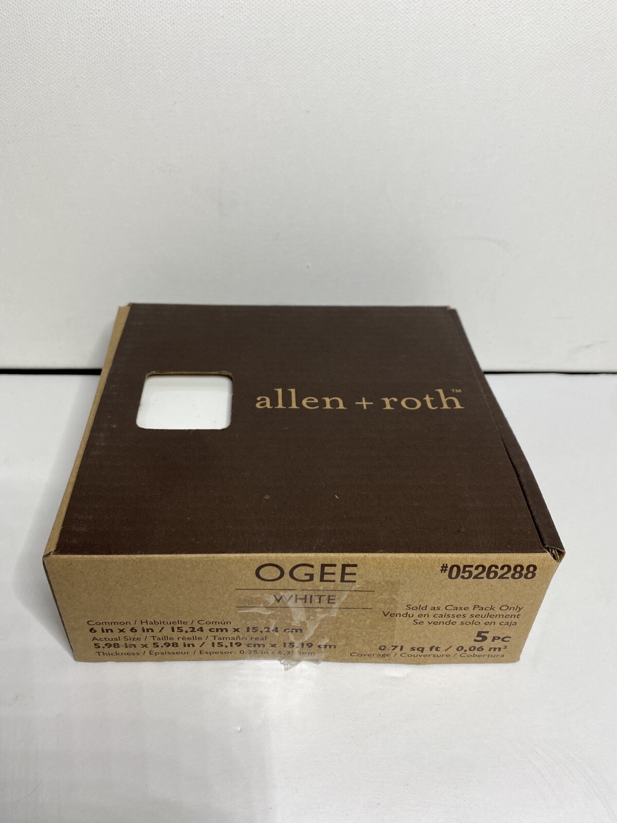 Allen + Roth Ogee Ceramic White Tiles Pieces 0526288. 5 Pack. Brand New