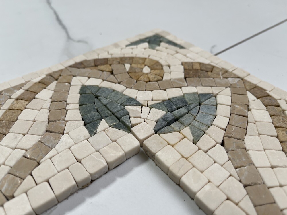 B4685T Marble Mosaic Border Listello Accent Tile Leaf Verde 4×12 Tumbled