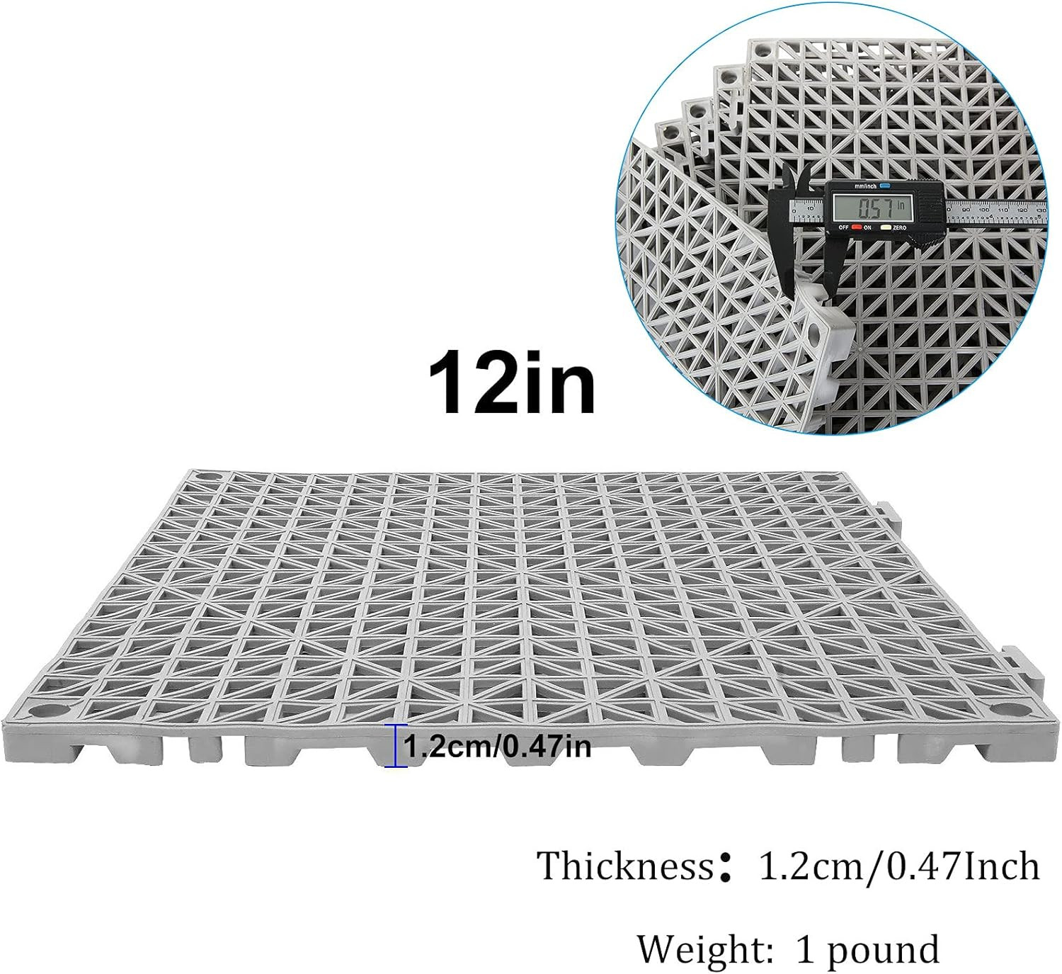 12 Pack 12″ X 12″ Interlocking Rubber Bathroom Flooring Tiles Non-Slip Splicing