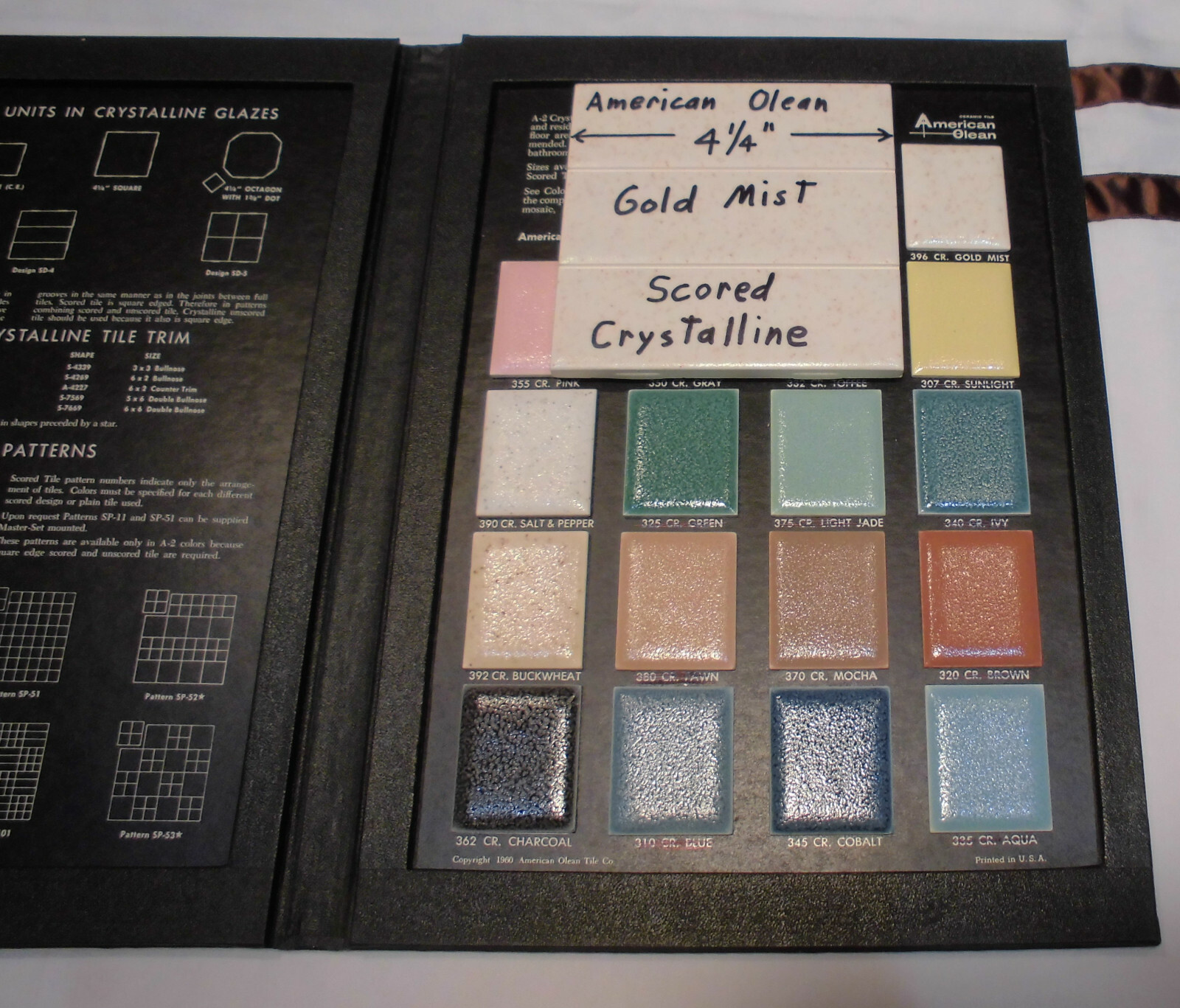 2 Ceramic Tiles *Gold Mist* Scored 3rd; Crystalline by American Olean 4-1/4″ NOS
