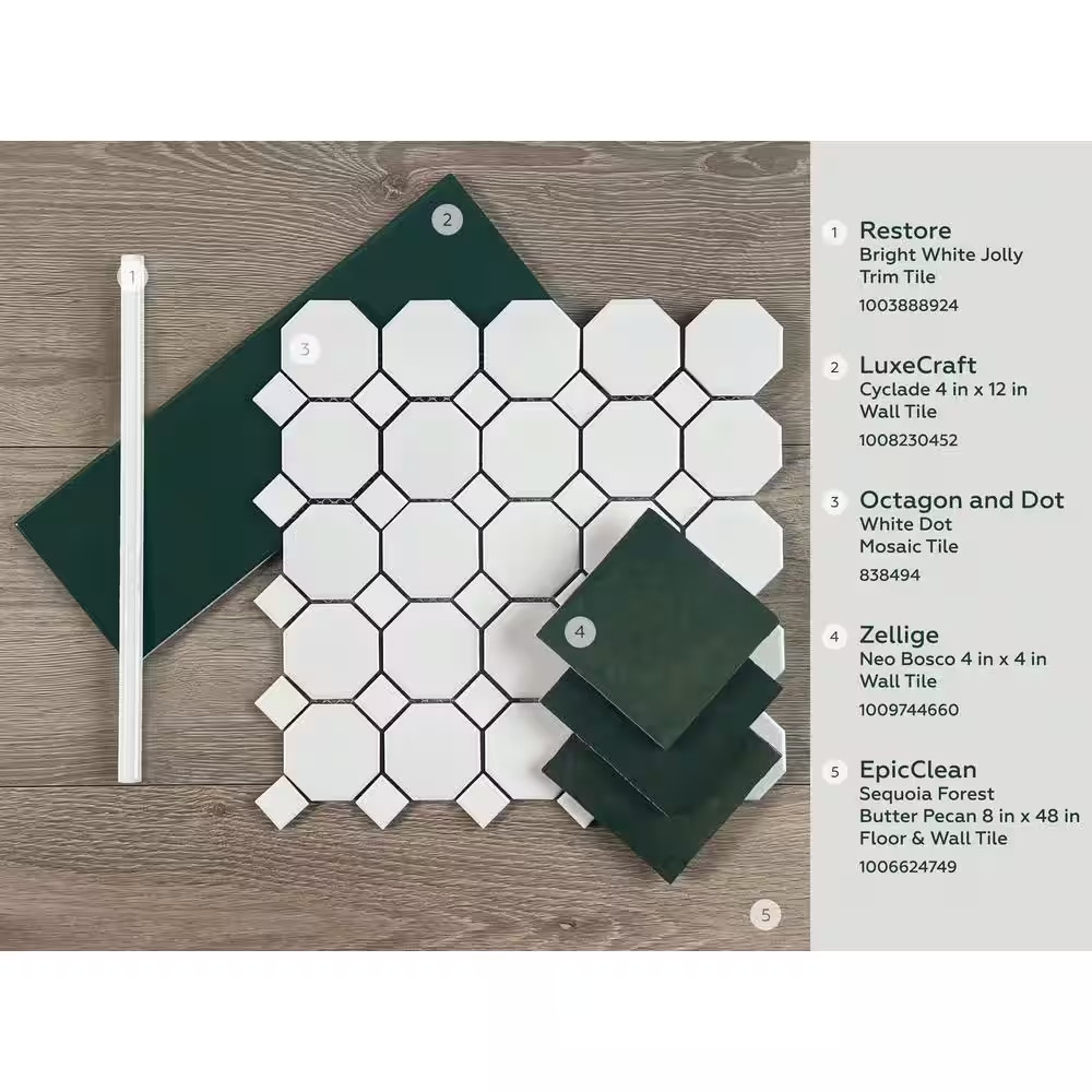 Restore Bright White 1/2 In. X 12 In. Glazed Ceramic Jolly Trim Tile (0.04 Sq. F