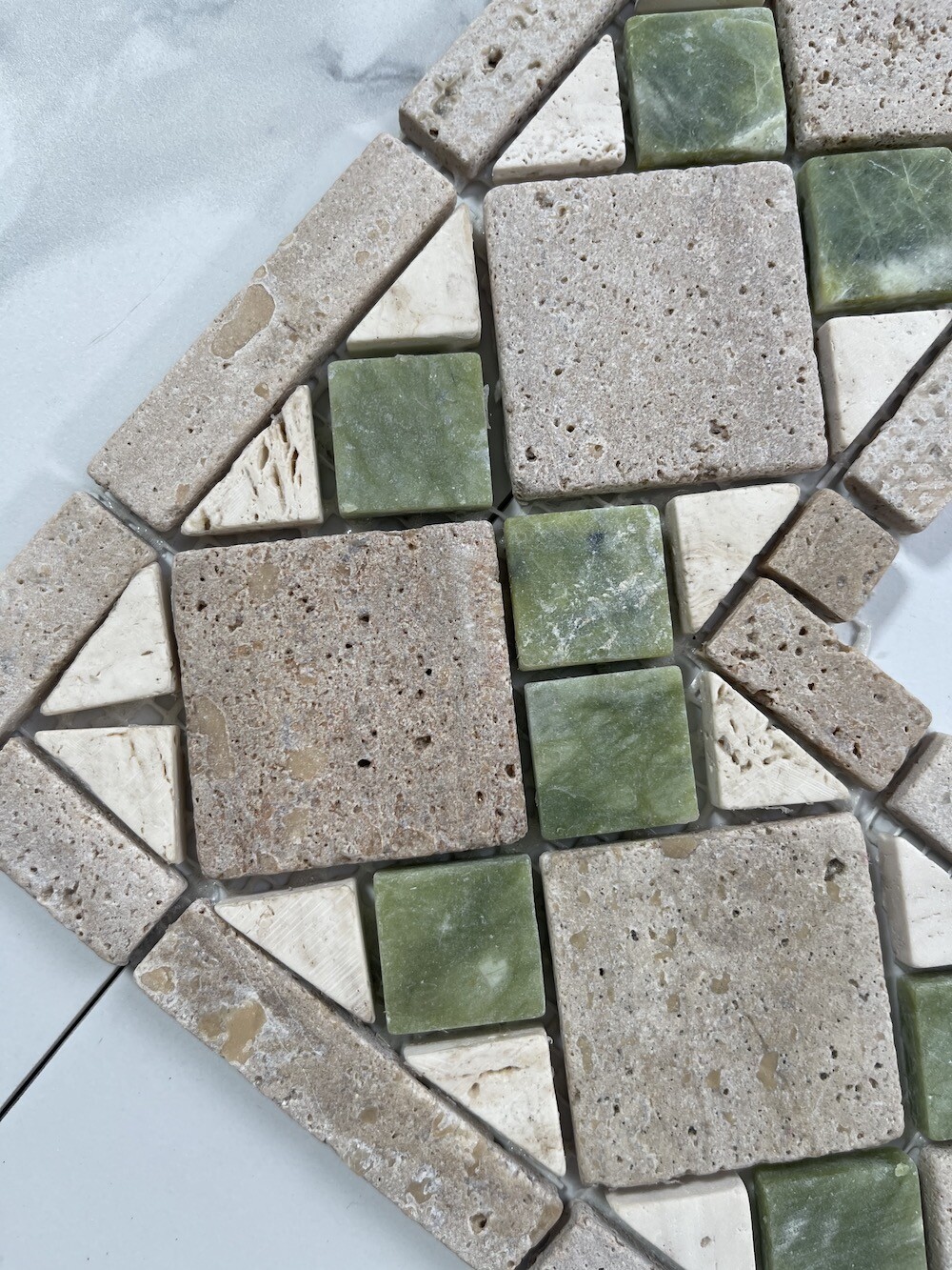 B0092T Marble Mosaic Border Listello Accent Tile Venice Green 4×11.1 Tumbled