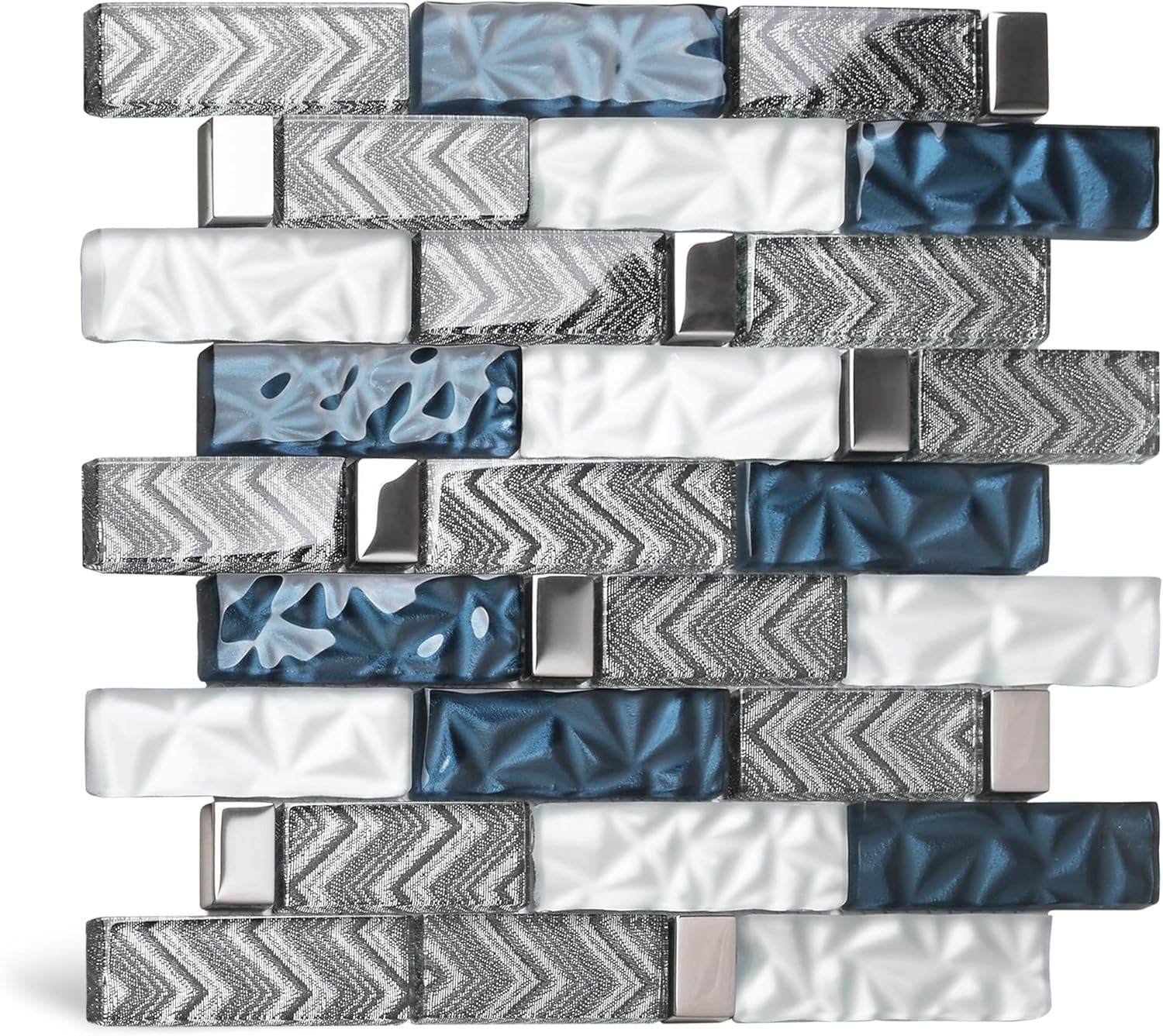 Glass Tiles Backsplash Subway Blue Mosaic Tile for Kitchen Bathroom Walls (Pack