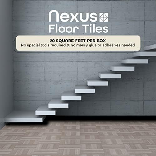 Nexus Self Adhesive 12-Inch Vinyl Floor Tiles, 20 Tiles – 12″ x 12″, Ash Grey Wo