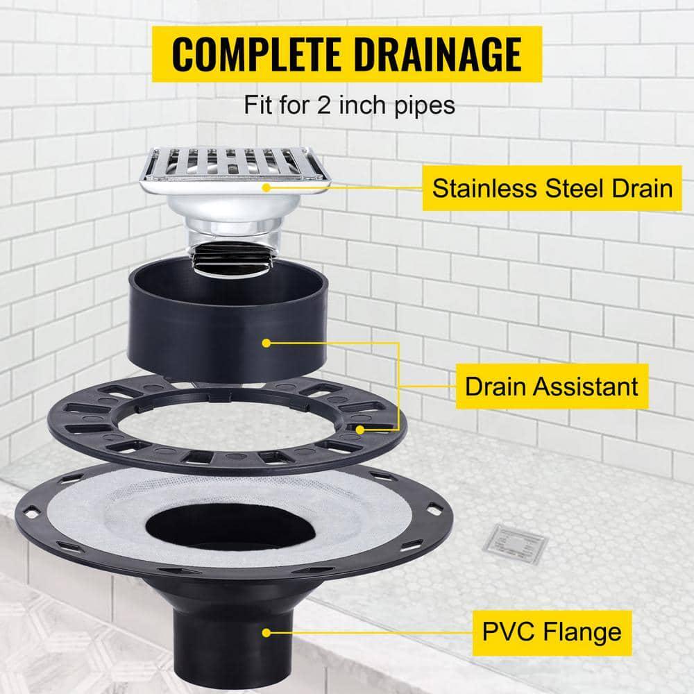 Curbless Shower Pan Kit 38 x 60 in. Shower Base 4 in. PVC Central Bonding Flange