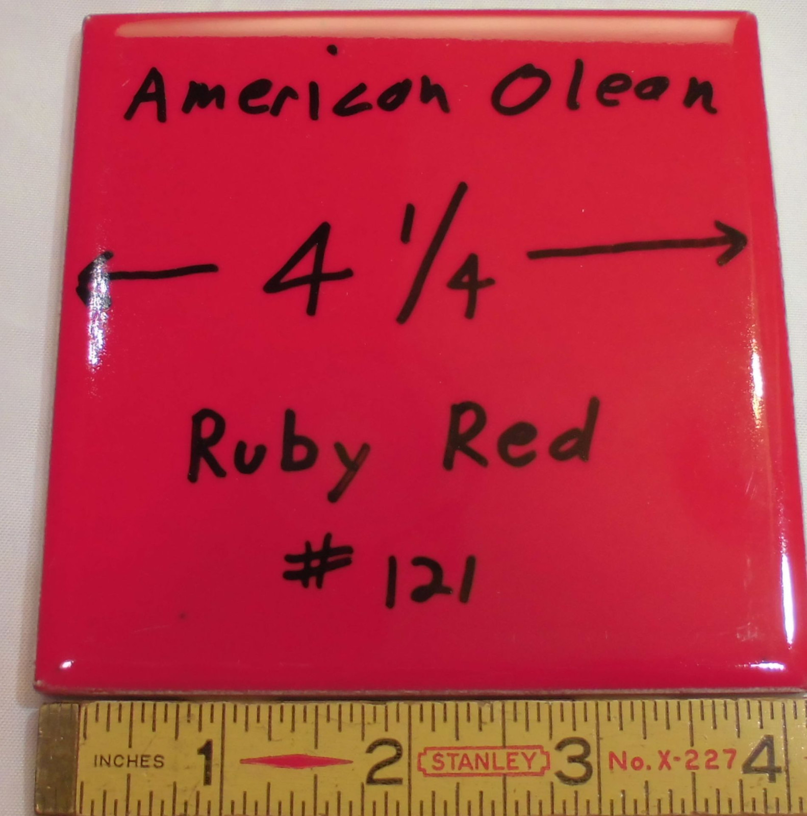 1 pc. Gloss Ruby Red: Ceramic Tile by American Olean 4-1/4″ Brilliant Color, NEW