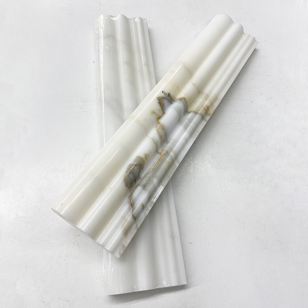 G14P Calacatta Gold Calcutta Marble 2-1/2×12 Chair Rail Trim Molding Polish