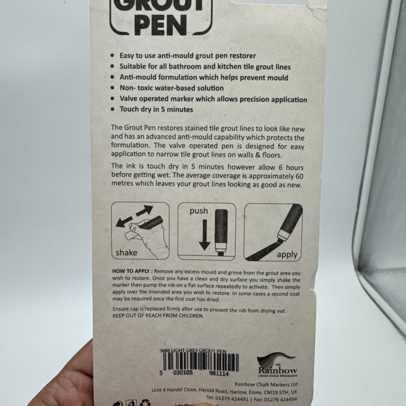 Grout Pen Light Grey Tile Paint Marker: Waterproof Narrow Tip 4 Pack