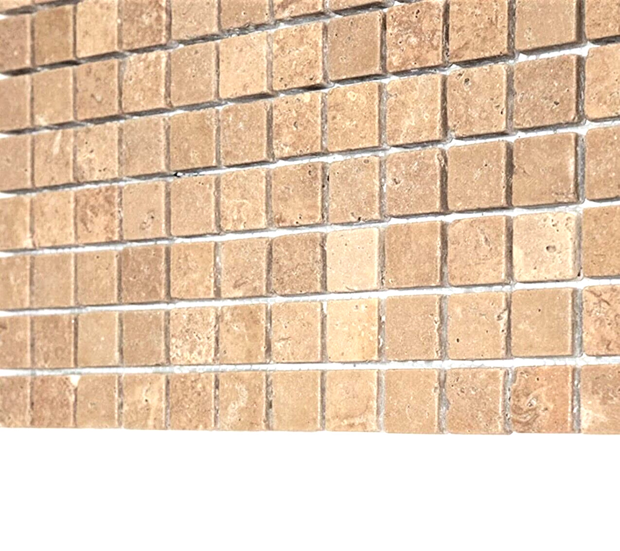 1X1 Walnut Tumbled Rounded Edge Travertine Mosaic Tile Backsplash (BOX OF 10)