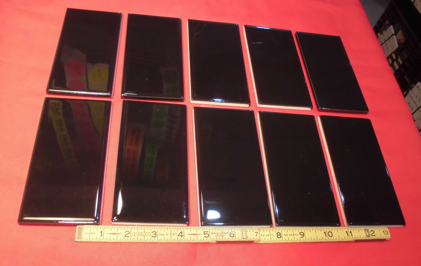 10 pcs. *Gloss Black* 3″ X 6″ Subway Ceramic Tiles; by American Olean, New Stock
