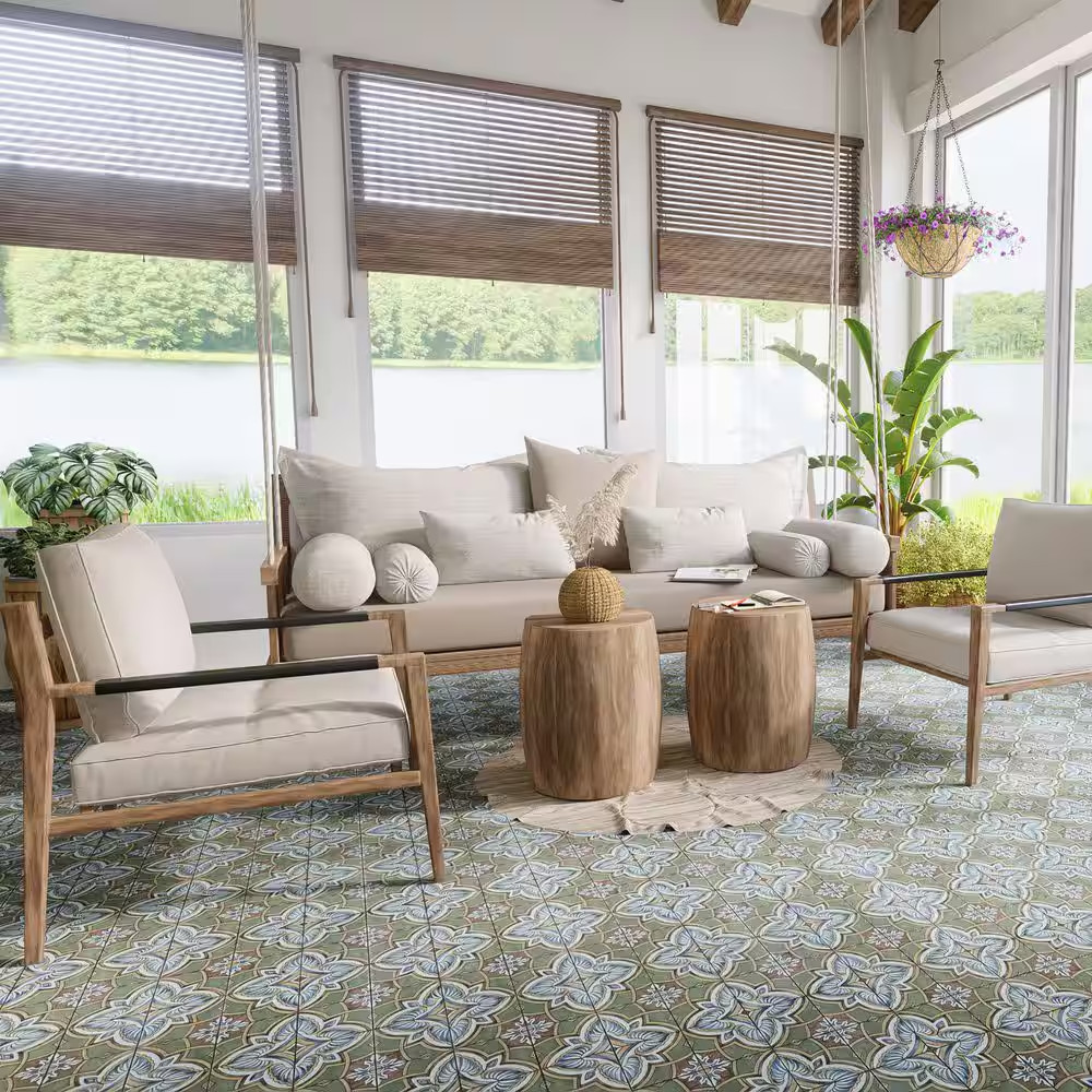Harmonia Grove Green 13 In. X 13 In. Ceramic Floor and Wall Tile (12.0 Sq. Ft./C