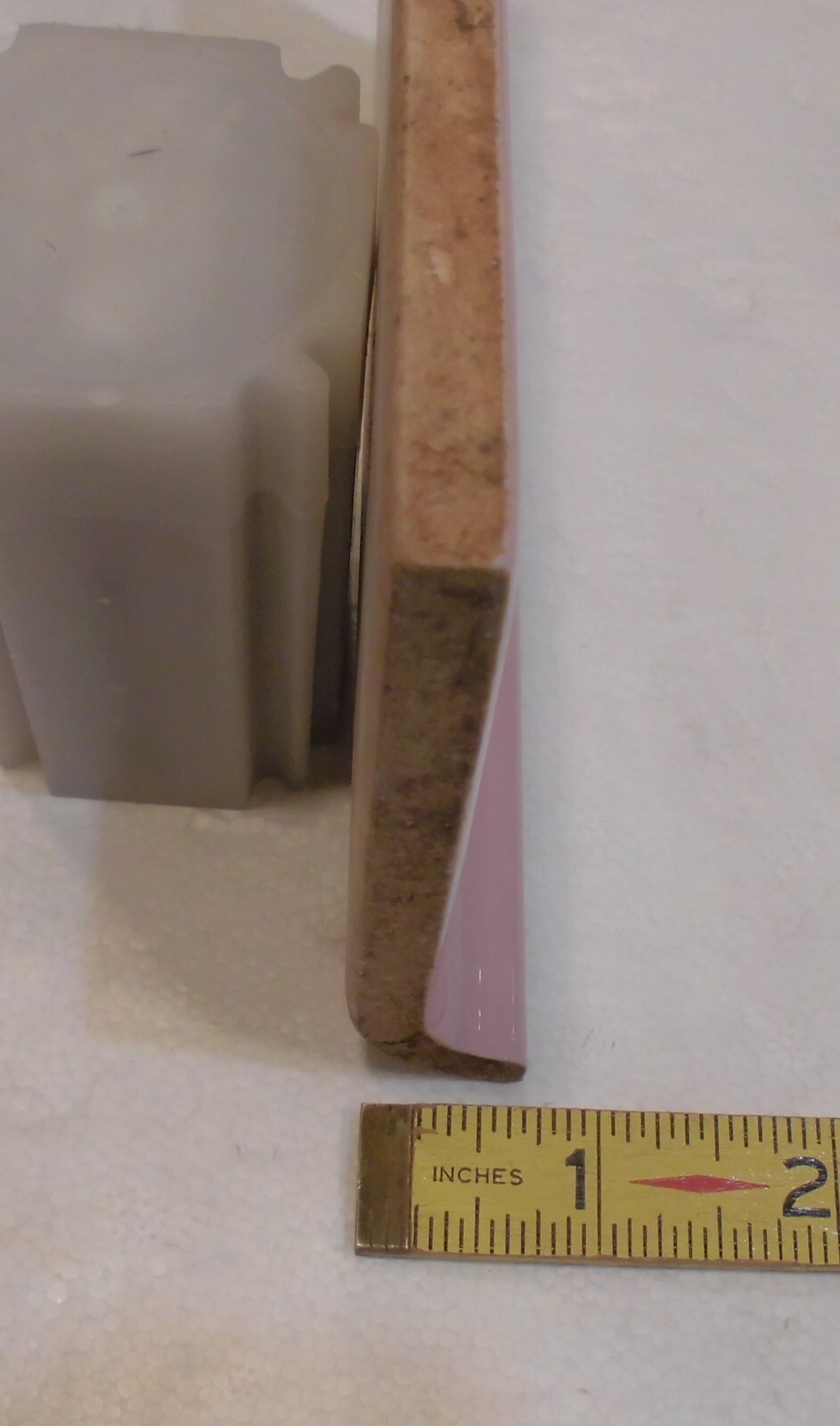 1 pc. Shell Pink: 4” X 6” Glossy Ceramic Cove Base Tile by Mid-State: Flat Top