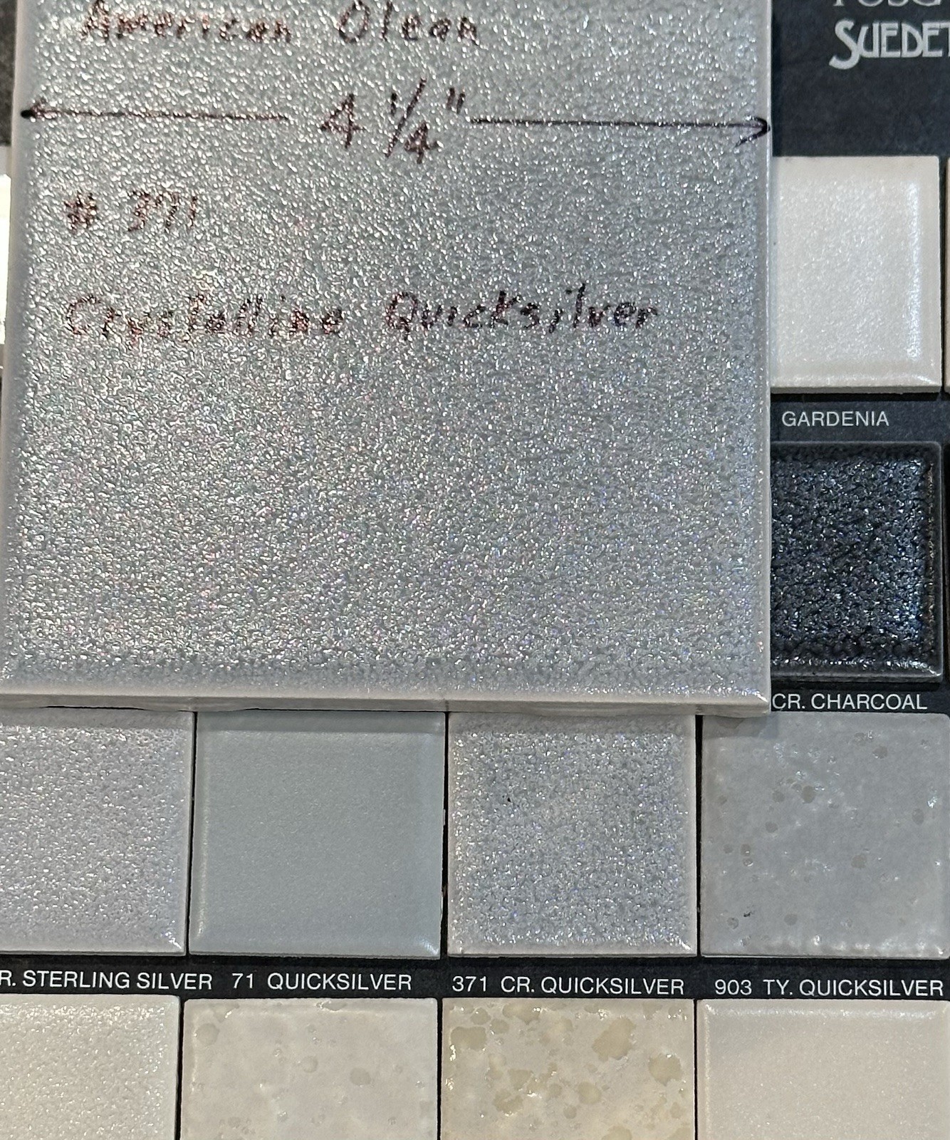 1 pc. Quicksilver – Gray: 4-1/4″ Ceramic Crystalline Tile by American Olean Co.