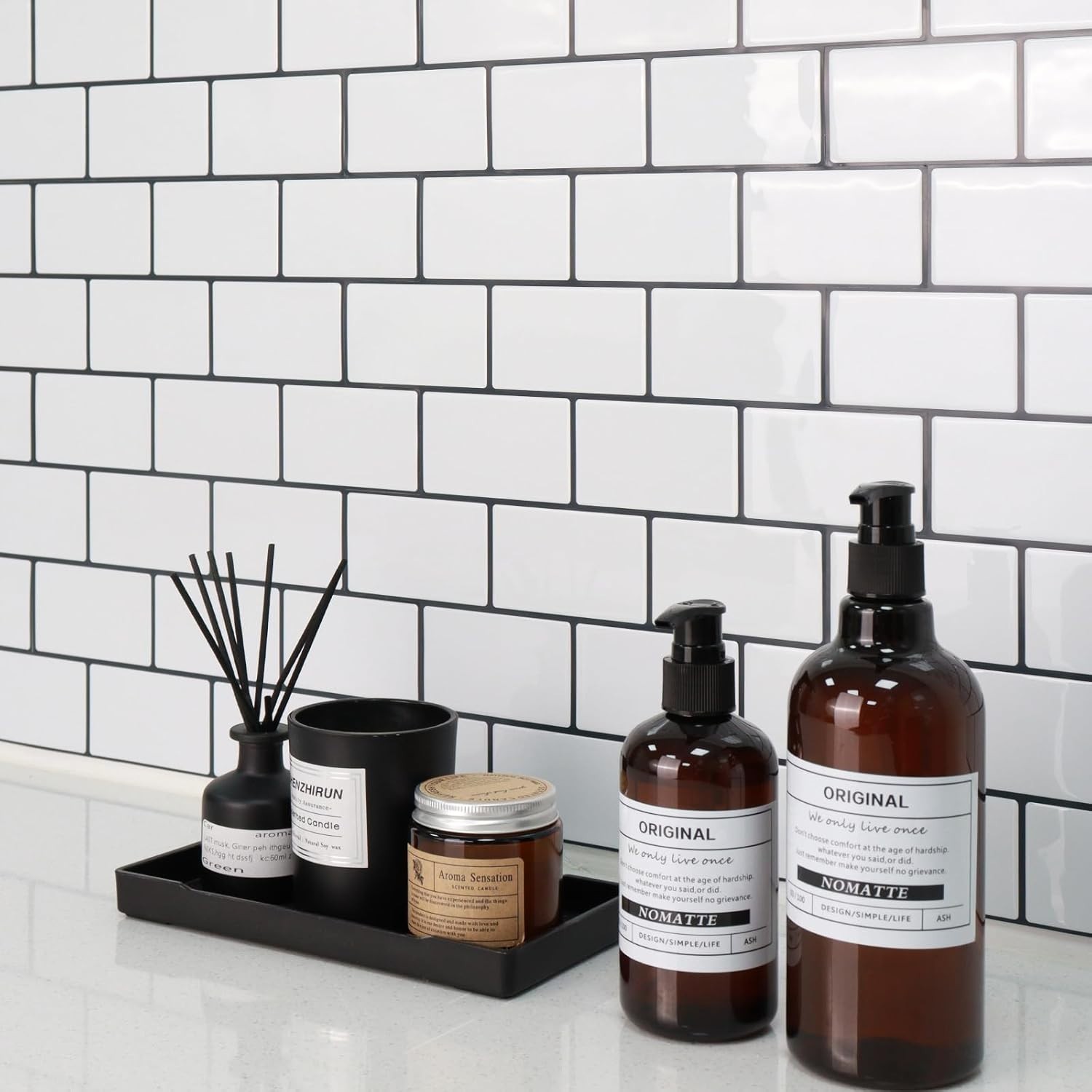 White Subway Peel and Stick Backsplash Tiles for Kitchen