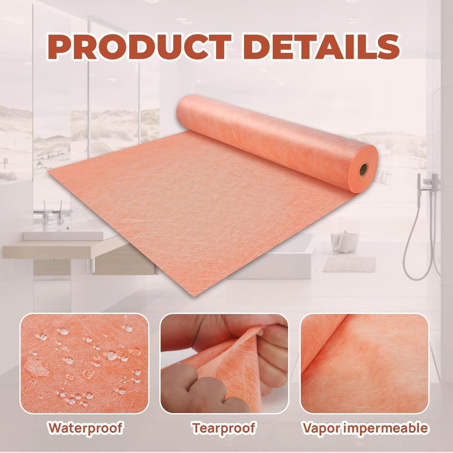 Shower 20 Mil Shower Waterproofing Membrane 3.3 Ft X 33 Ft Roll (108 Sq.Ft) – PE