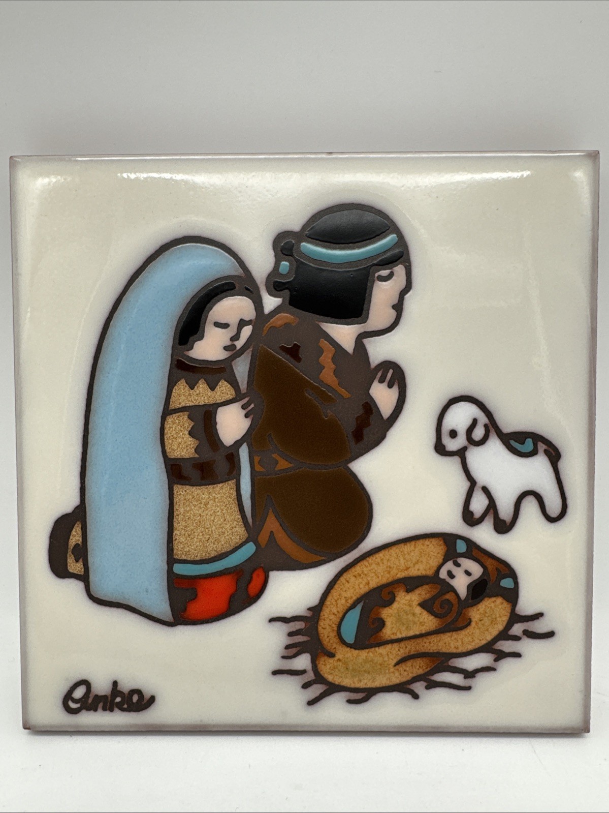 Masterworks Nascimentos Nativity Scene Vintage 1989 Ceramic Art Tile Trivet 6”