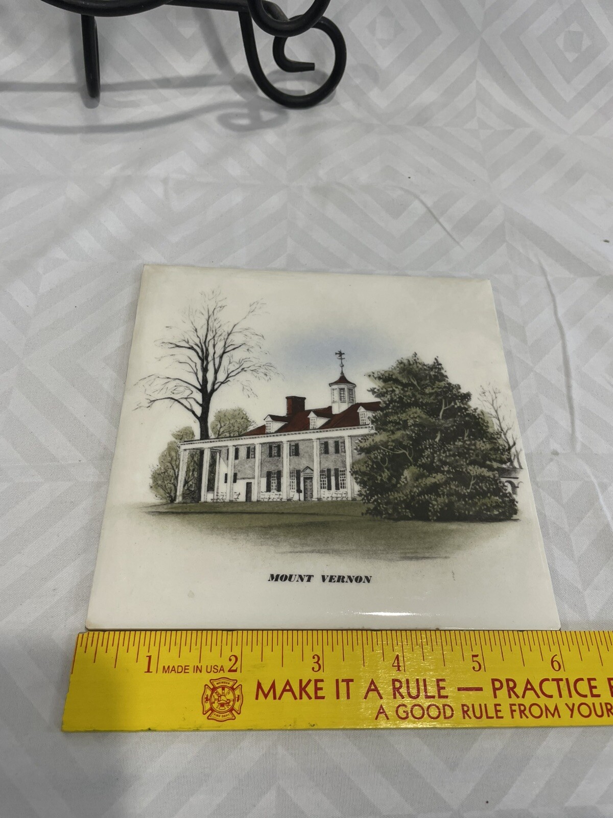 Mount Vernon Decorative Souvenir Ceramic Tile Trivet Cork Back Delano Studios