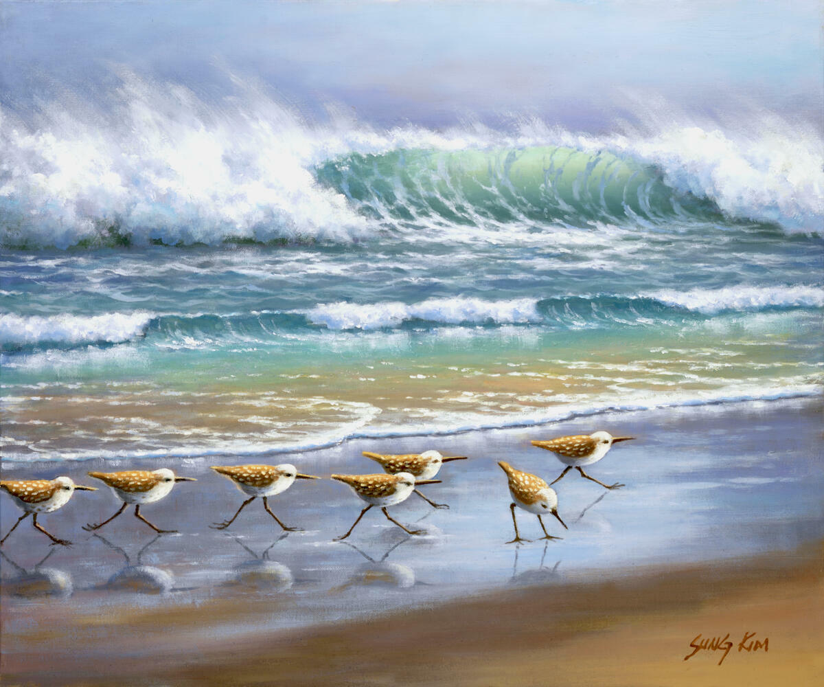 Ceramic Tile Mural Kitchen Backsplash – Piper Wave-Birds Beach Landscape Art