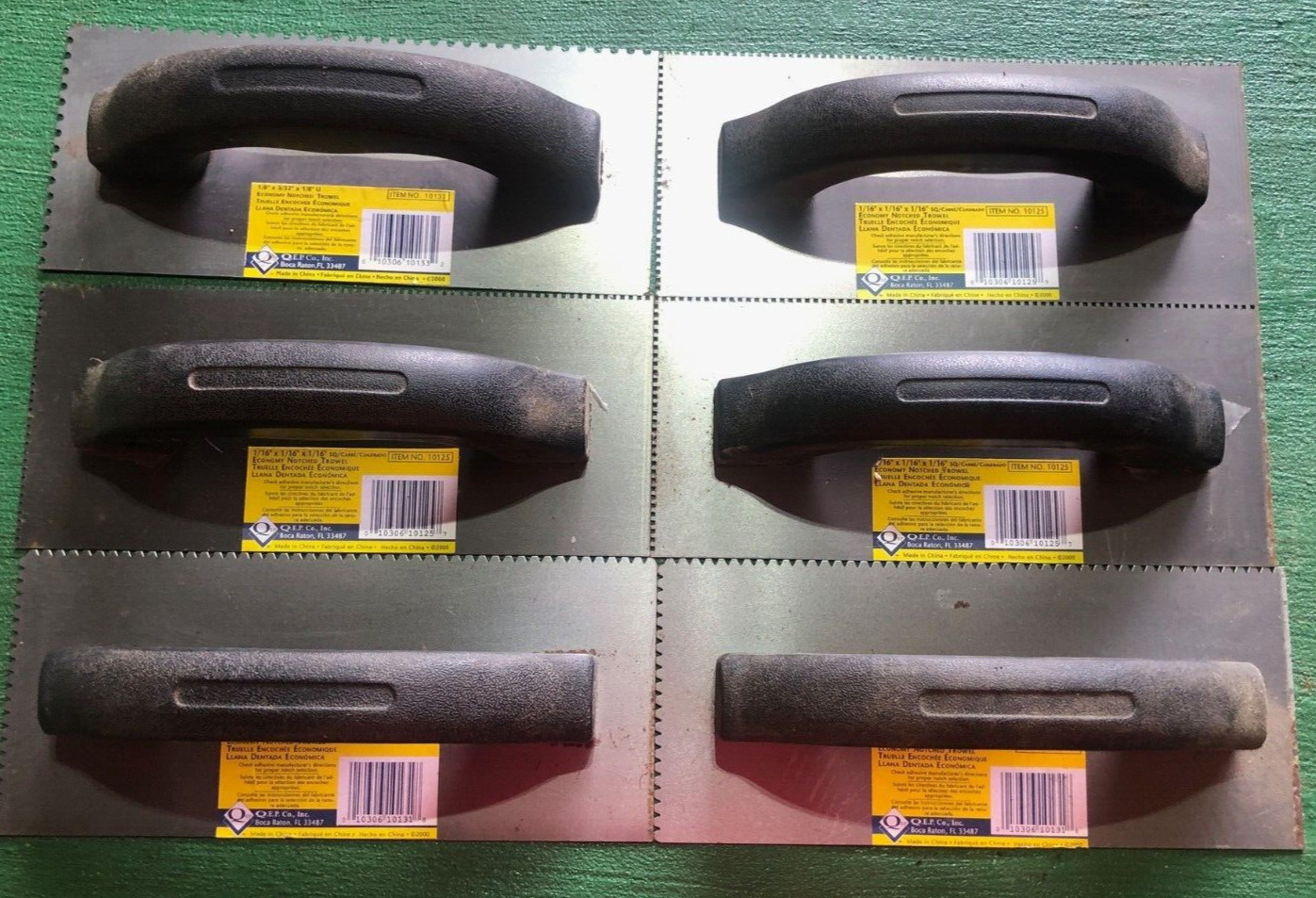 Lot of 6 QEP Standard Trowels Various Notch Sizes