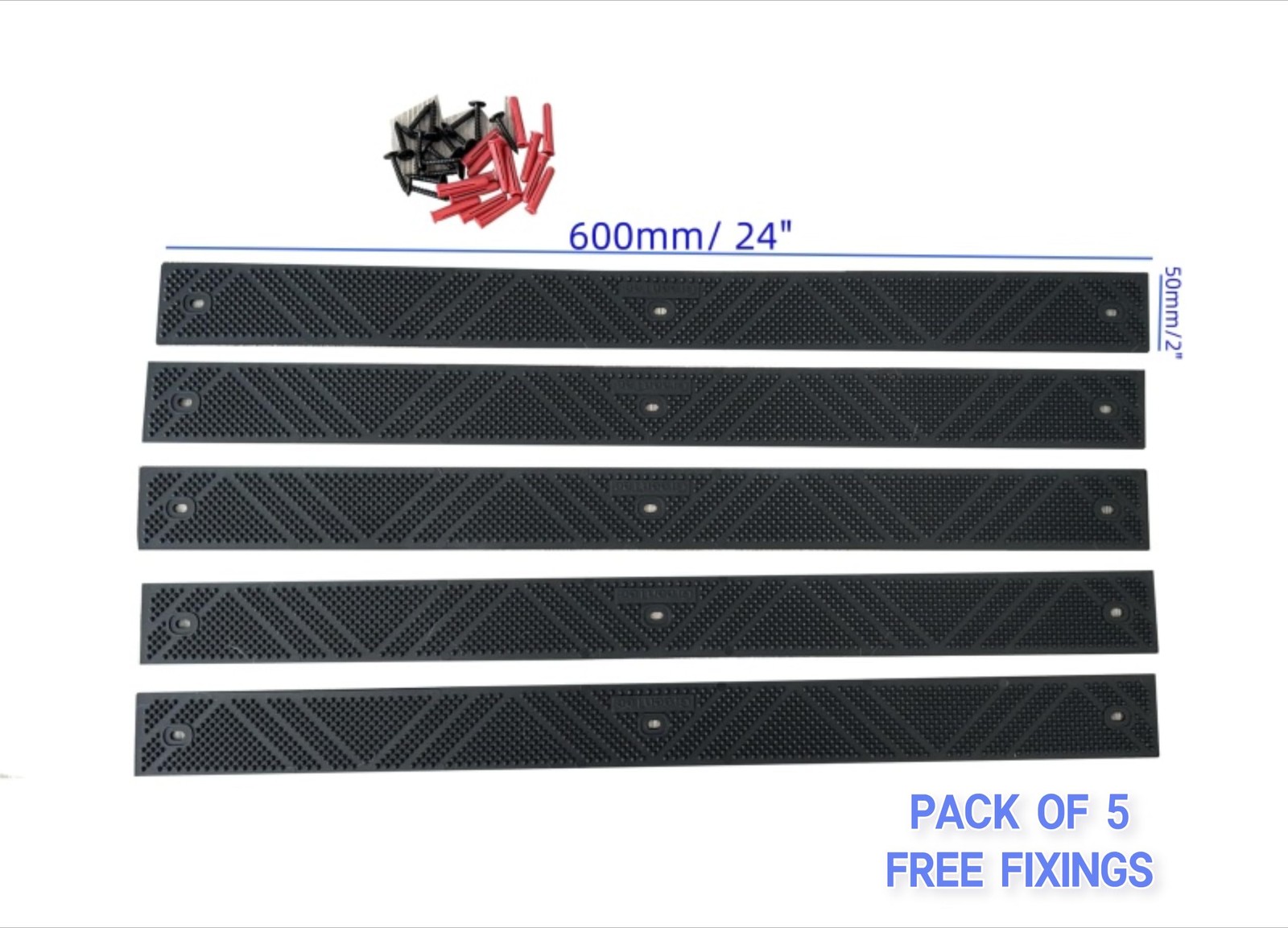 5 Pack 24″ x 2″ (600mm x 50mm) Non-Slip Decking Strips | Hard Wearing Polypro…