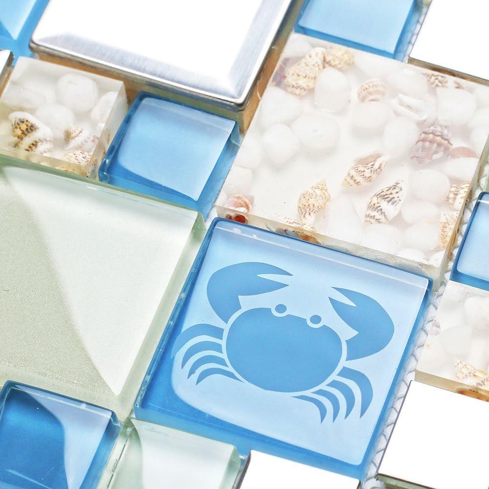 Unique Real Seashell Glass Tiles – 5 Sheets for Kitchen and Bathroom Backsplash