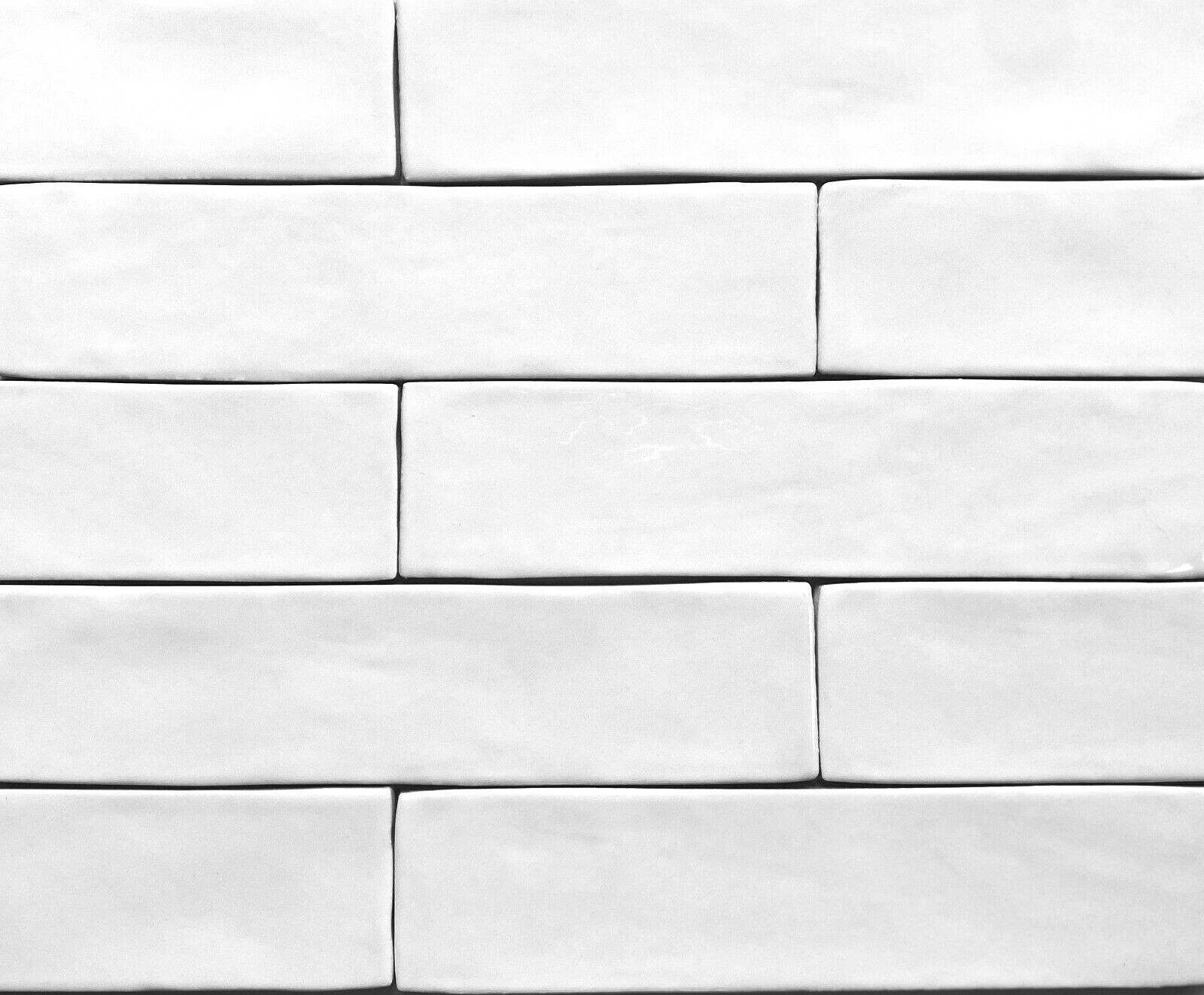 2.5″ x 10″ Soft White Artisan Finish Glossy Spanish Porcelain Tile (Pack of 6)