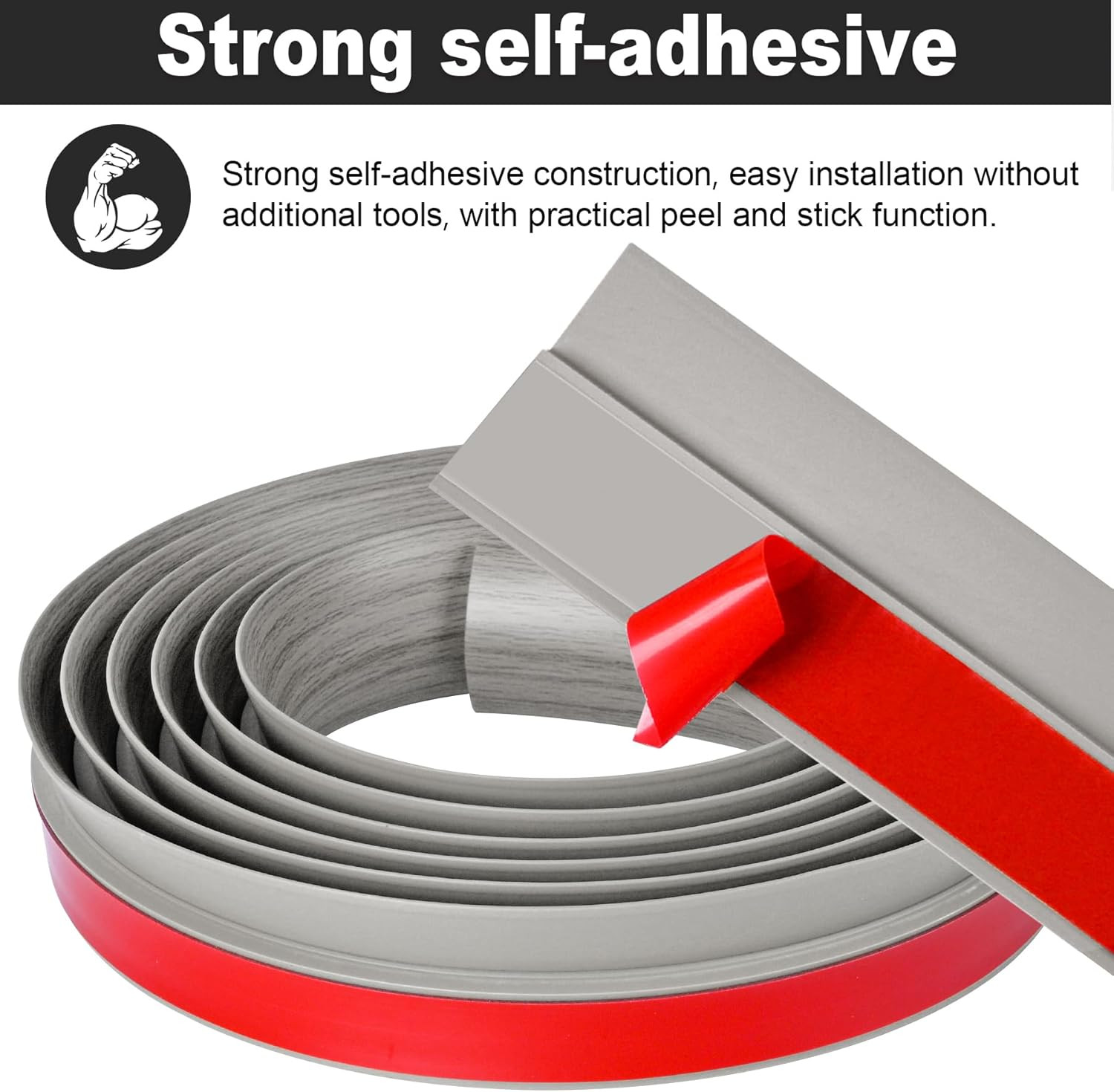 20Ft Carpet Floor Transition Strip, Self Adhesive Floor Edging Trim Strip, PVC T