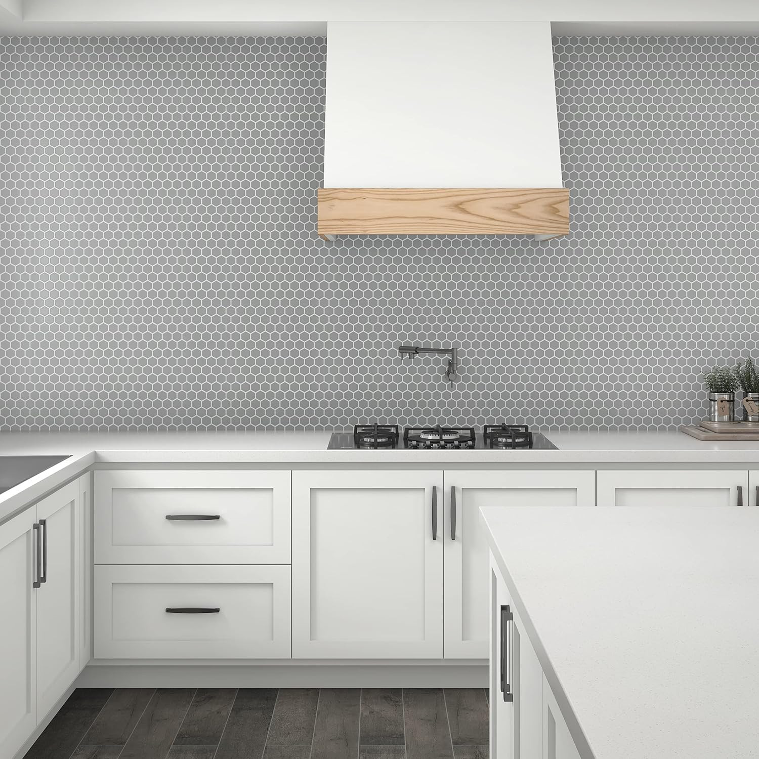 Elegant Matte Suede Gray 1.5″ Hexagon Mosaic Tiles – Tile Mart Collection