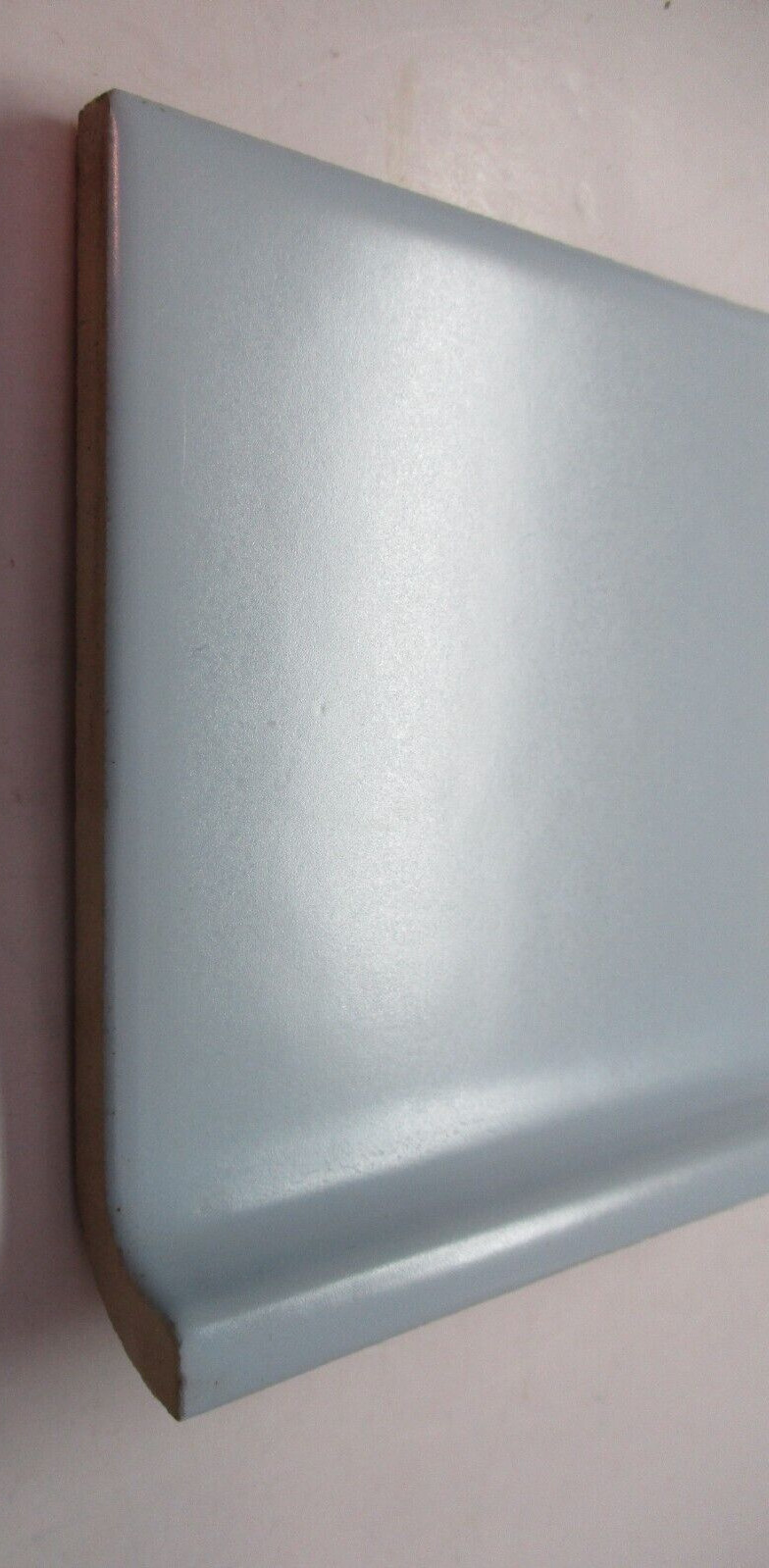 1 Wall Tile Dal 4-1/4″ Sq. Satin Sky Blue Ceramic Cove Base Curve Radius MCM Vtg