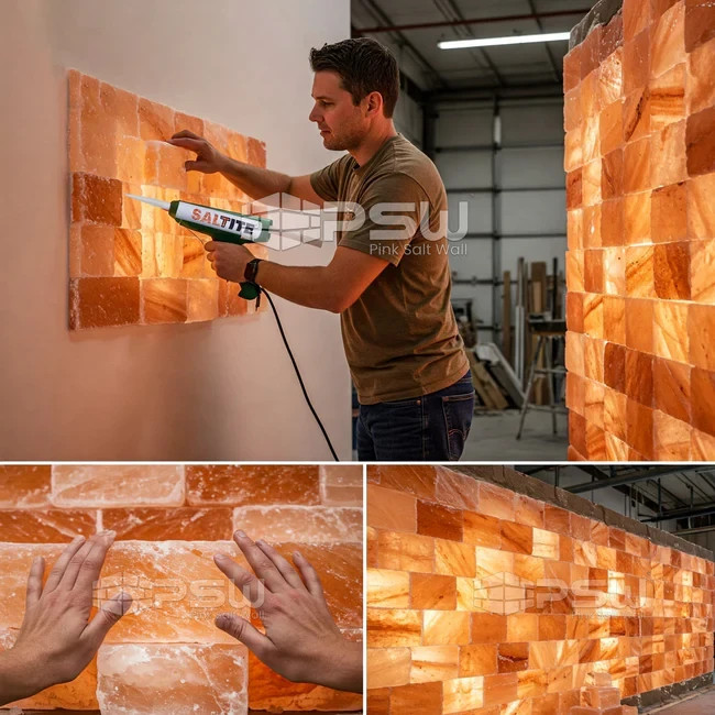 Himalayan Salt Tiles 8x4x1 for Sauna Wall – Pink, Multi-Pack + Free Salt Glue