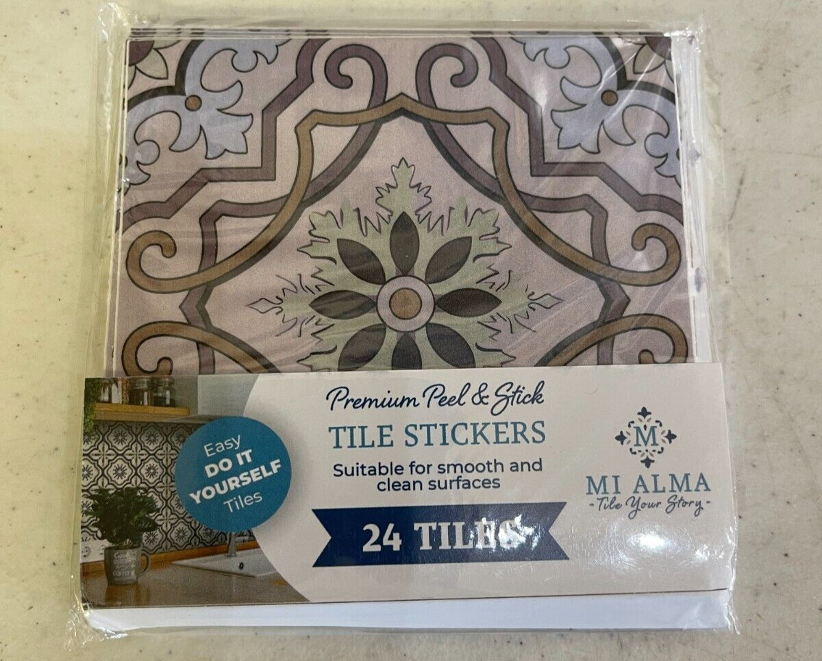 Mi Alma 4″ x 4″ Vinyl Peel/Stick Mosaic Tile, Set of 24″, Multi-Color C50