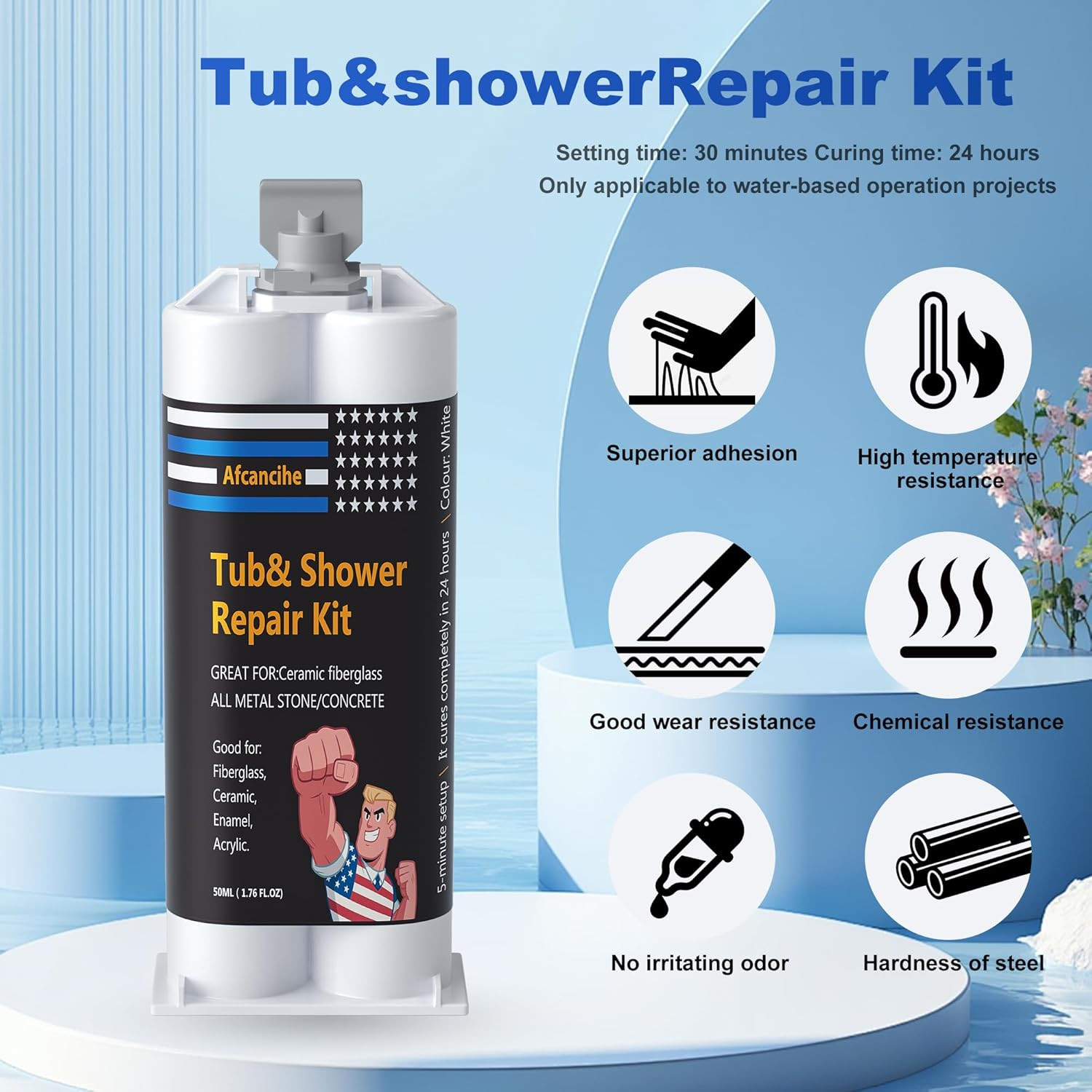 Professional White Bathtub Repair Kit – Permanent Fix for Chips Cracks & Holes