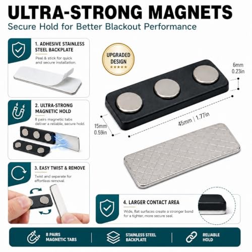 100% Blackout Curtains for Bedroom, Blackout Blinds No Drill with 57″W x 39″H