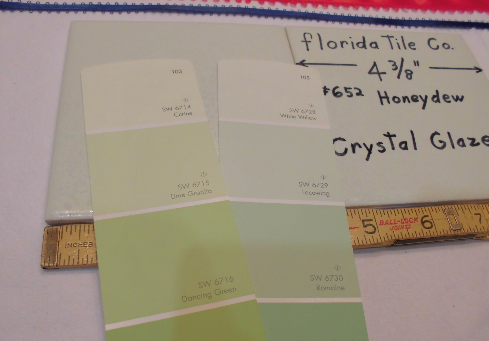 1 pc.*Honeydew-Hint of Green* 4-3/8″ Ceramic Crystal Glazed tiles by florida